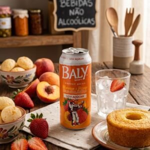Baly Brasil Energy Drink Morango e Pêssego Sem Açúcar – Lata 473ml